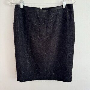 Talbots Women's Size 6 Petite Black Tweed Pencil Metallic Skirt Career